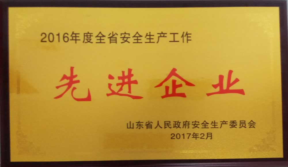 總公司喜獲山東省2016年安全生產(chǎn)先進單位榮譽稱號